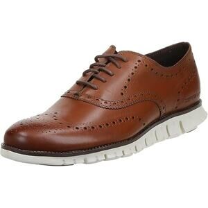 NWT Cole Haan mens Zerogrand Wingtip Oxford, British Tan Closed Holes-Size 8